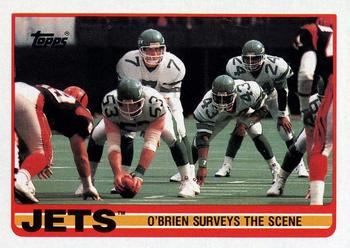 1989 Topps #222 Jets Team Leaders (O'Brien Surveys the Scene) Front