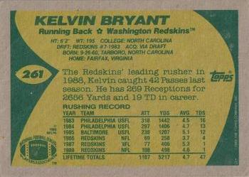 1989 Topps #261 Kelvin Bryant Back