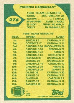 1989 Topps #276 Cardinals Team Leaders (Lomax Looks Long) Back
