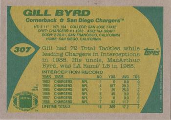 1989 Topps #307 Gill Byrd Back