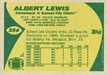 1989 Topps #356 Albert Lewis Back