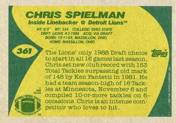 1989 Topps #361 Chris Spielman Back