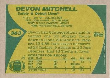1989 Topps #363 Devon Mitchell Back