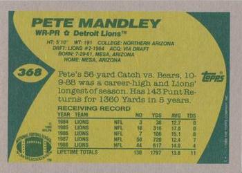 1989 Topps #368 Pete Mandley Back