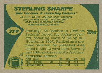 1989 Topps #379 Sterling Sharpe Back