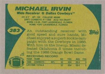 1989 Topps #383 Michael Irvin Back