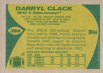 1989 Topps #386 Darryl Clack Back