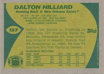 1989 Topps #157 Dalton Hilliard Back