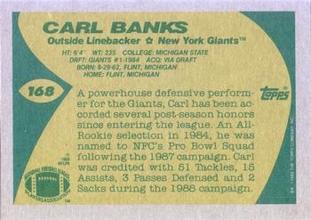 1989 Topps #168 Carl Banks Back