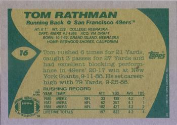1989 Topps #16 Tom Rathman Back