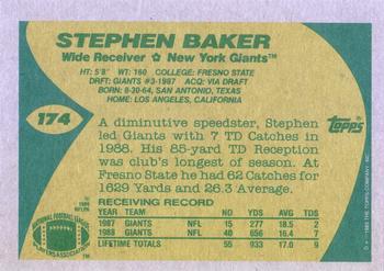 1989 Topps #174 Stephen Baker Back