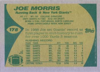 1989 Topps #178 Joe Morris Back