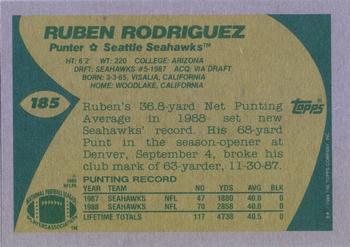 1989 Topps #185 Ruben Rodriguez Back