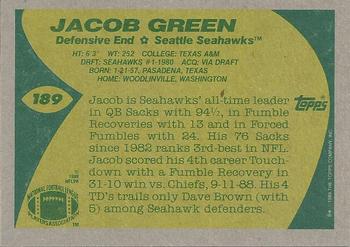 1989 Topps #189 Jacob Green Back