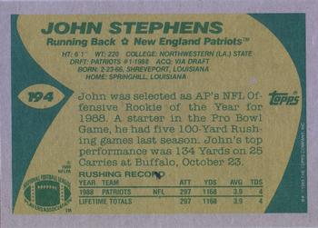 1989 Topps #194 John Stephens Back