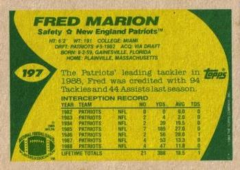 1989 Topps #197 Fred Marion Back