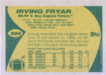 1989 Topps #204 Irving Fryar Back