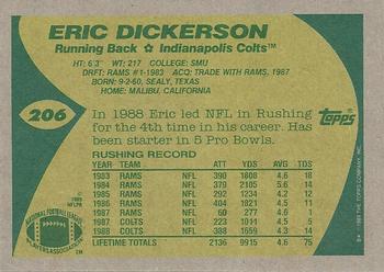 1989 Topps #206 Eric Dickerson Back