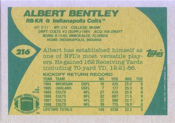 1989 Topps #216 Albert Bentley Back