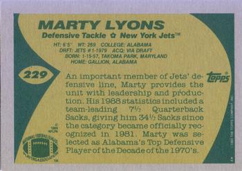 1989 Topps #229 Marty Lyons Back