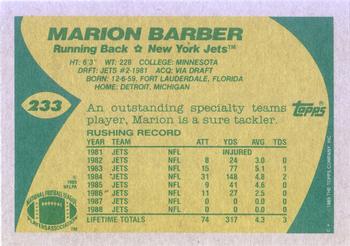 1989 Topps #233 Marion Barber Back