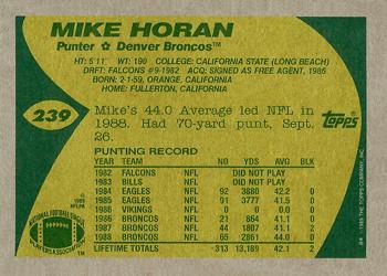 1989 Topps #239 Mike Horan Back