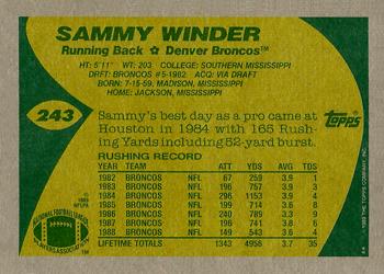 1989 Topps #243 Sammy Winder Back