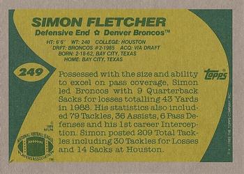 1989 Topps #249 Simon Fletcher Back