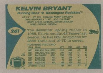 1989 Topps #261 Kelvin Bryant Back