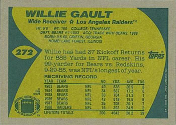 1989 Topps #272 Willie Gault Back