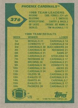 1989 Topps #276 Cardinals Team Leaders (Lomax Looks Long) Back