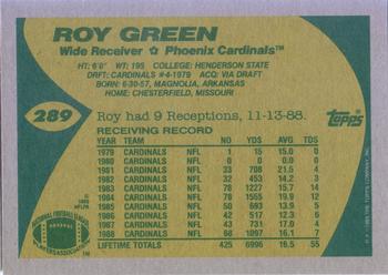 1989 Topps #289 Roy Green Back