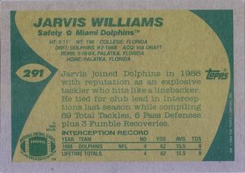 1989 Topps #291 Jarvis Williams Back