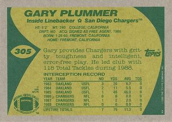1989 Topps #305 Gary Plummer Back