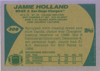 1989 Topps #308 Jamie Holland Back