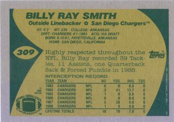 1989 Topps #309 Billy Ray Smith Back