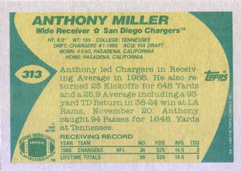1989 Topps #313 Anthony Miller Back