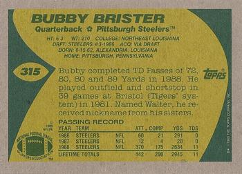 1989 Topps #315 Bubby Brister Back