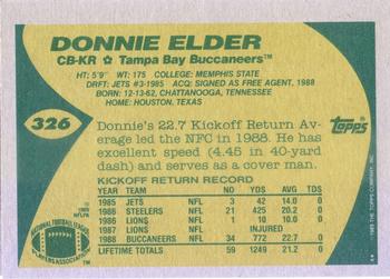 1989 Topps #326 Donnie Elder Back