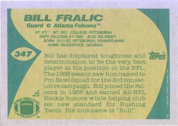1989 Topps #347 Bill Fralic Back