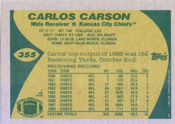 1989 Topps #355 Carlos Carson Back