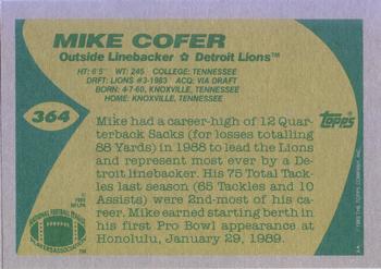 1989 Topps #364 Mike Cofer Back
