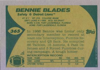 1989 Topps #365 Bennie Blades Back