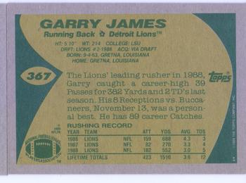 1989 Topps #367 Garry James Back