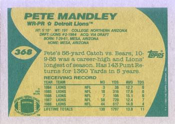 1989 Topps #368 Pete Mandley Back