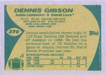 1989 Topps #370 Dennis Gibson Back