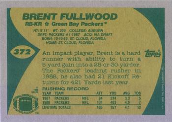 1989 Topps #372 Brent Fullwood Back