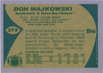 1989 Topps #373 Don Majkowski Back