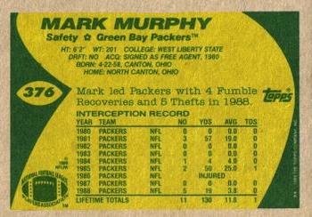 1989 Topps #376 Mark Murphy Back