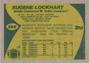1989 Topps #388 Eugene Lockhart Back